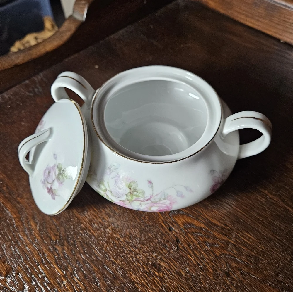 Floral Porcelain Sugar Bowl